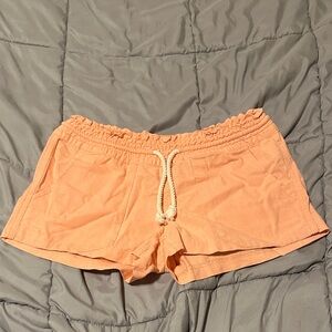 Women's Peach Drawstring Cotton Shorts